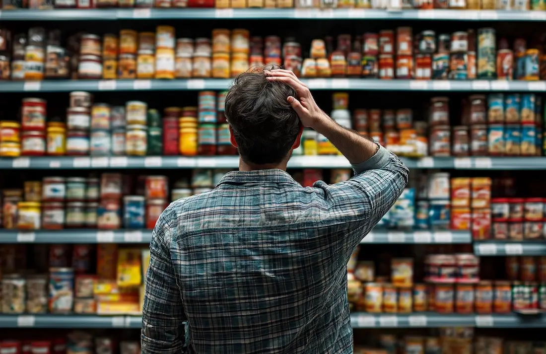 man shopping grocery store